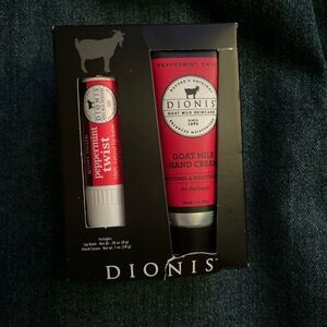Dionis Peppermint Twist Goat Milk Hand Cream and Lip Balm Set - Red